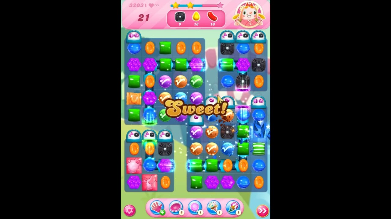 Candy Crush Saga Level 3203 Get Sugar Stars, 22 Moves Completed,  #update