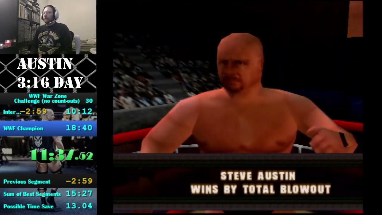 WWF War Zone: Challenge Mode No Count Outs Speedrun as STONE COLD! STONE COLD!
