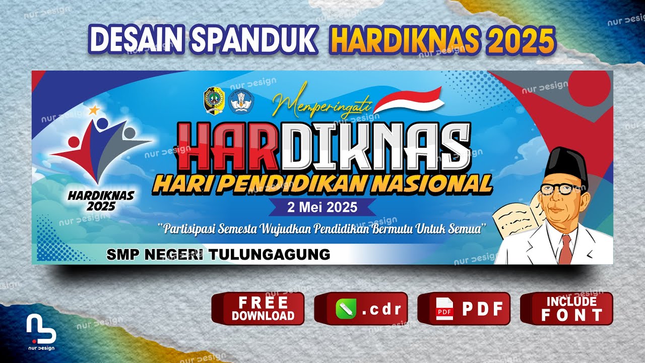 Desain Spanduk HARDIKNAS 2025 - Banner Hari Pendidikan Nasional (Free CDR) - #nurdesigns
