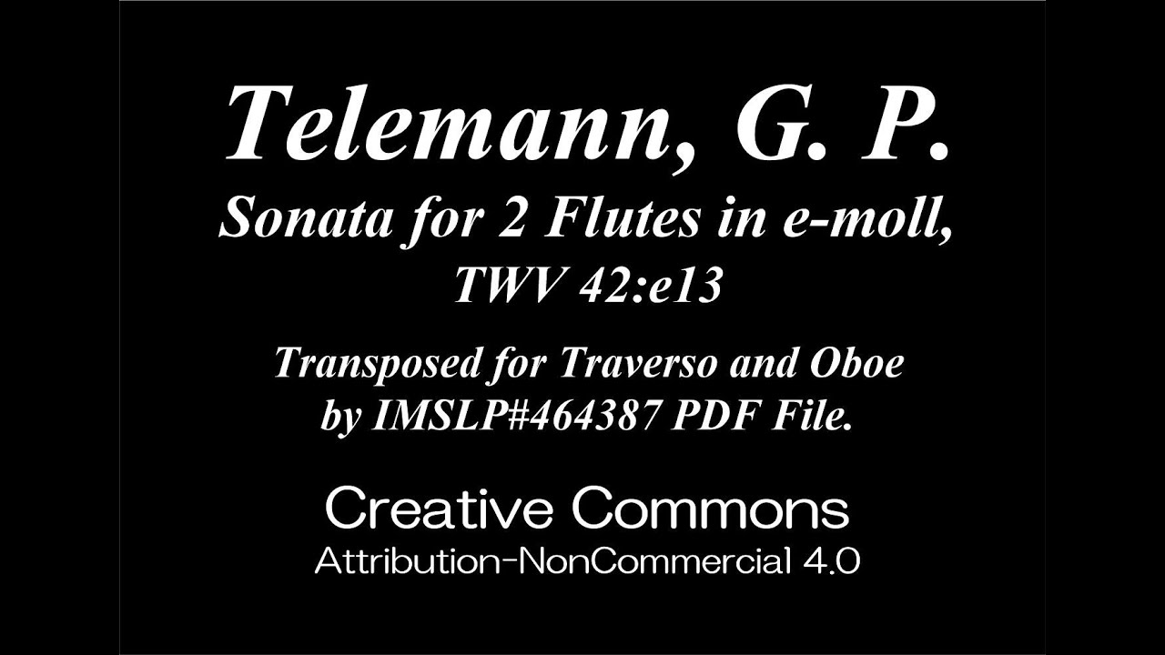 Telemann, G. P. _ Sonata for 2 Flutes in e-moll, TWV 42:e13 [Traverso, Oboe]