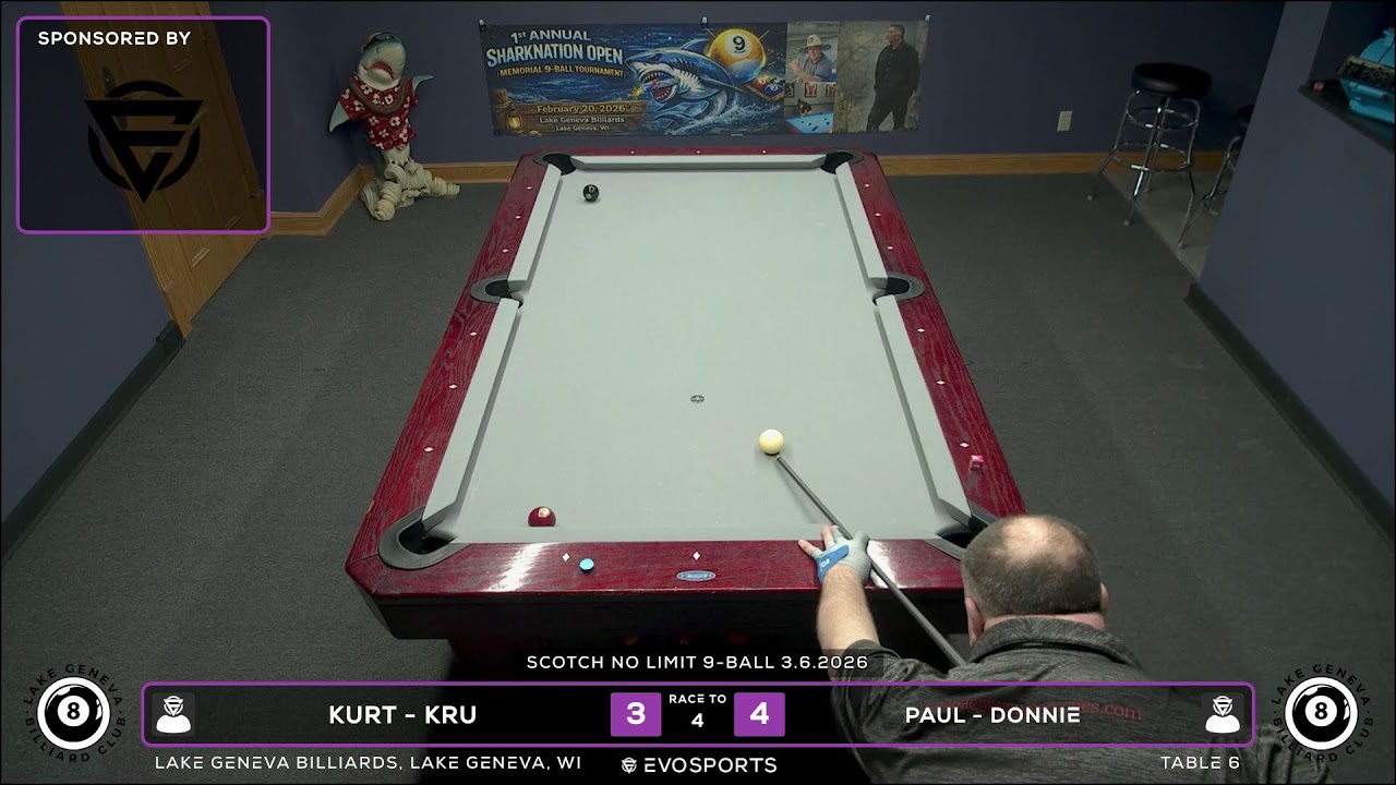 KURT - KRU vs PAUL - DONNIE - LAKE GENEVA BILLIARDS - TABLE 6 | EvoSports