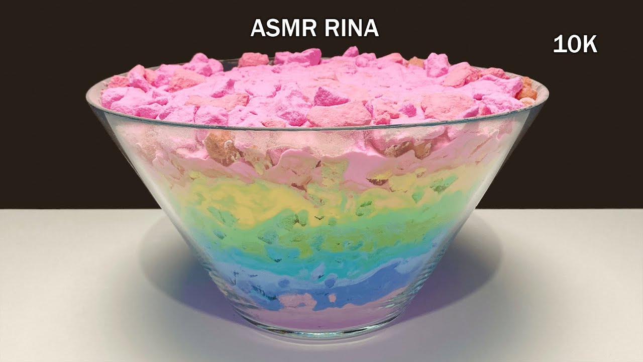 ASMR baking soda colorful pebbles crumble