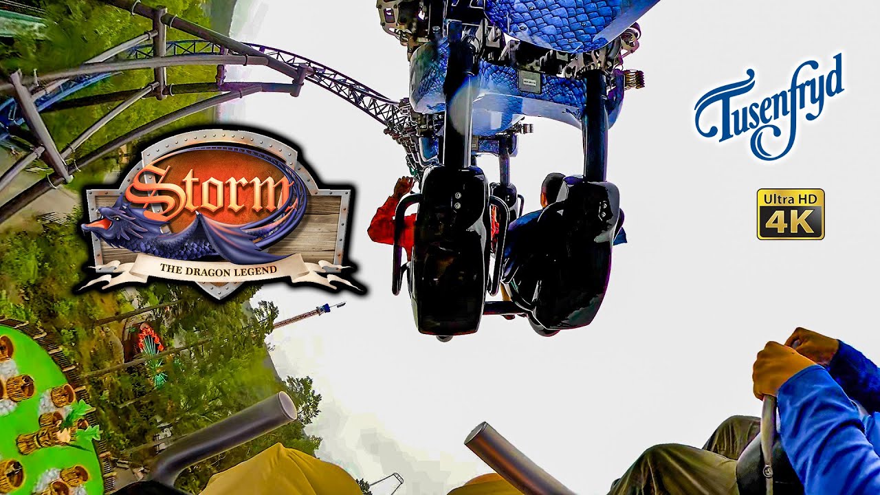 Storm   The Dragon Legend Roller Coaster On Ride Back Seat 4K POV TusenFryd, Norway 2023 08 09