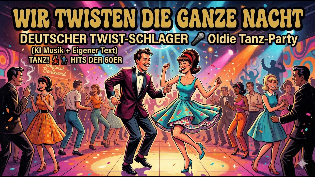 1960er Deutscher Twist-Schlager🎤”Wir twisten die ganze Nacht”💃(KI Musik + eigener Text✍️) Tanz-Party