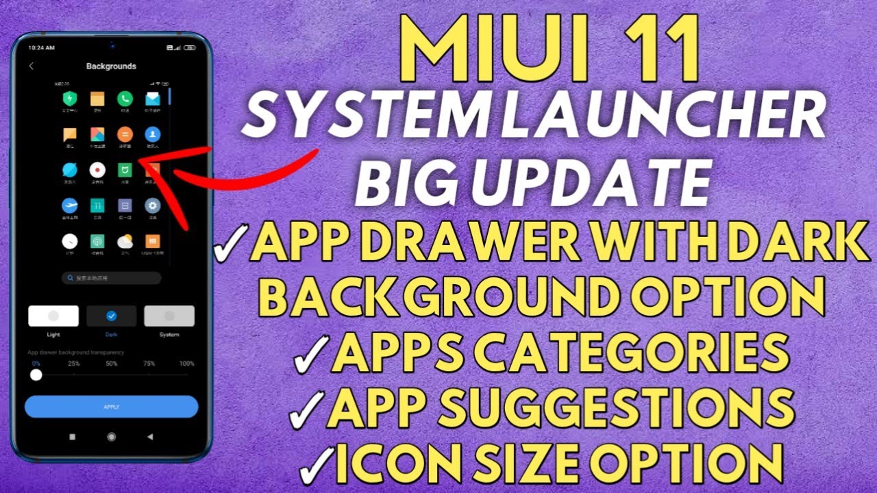 Enable APP DRAWER with BACKGROUND CHANGING Option with New MIUI 11 SYSTEM LAUNCHER | UPDATE NOW MI