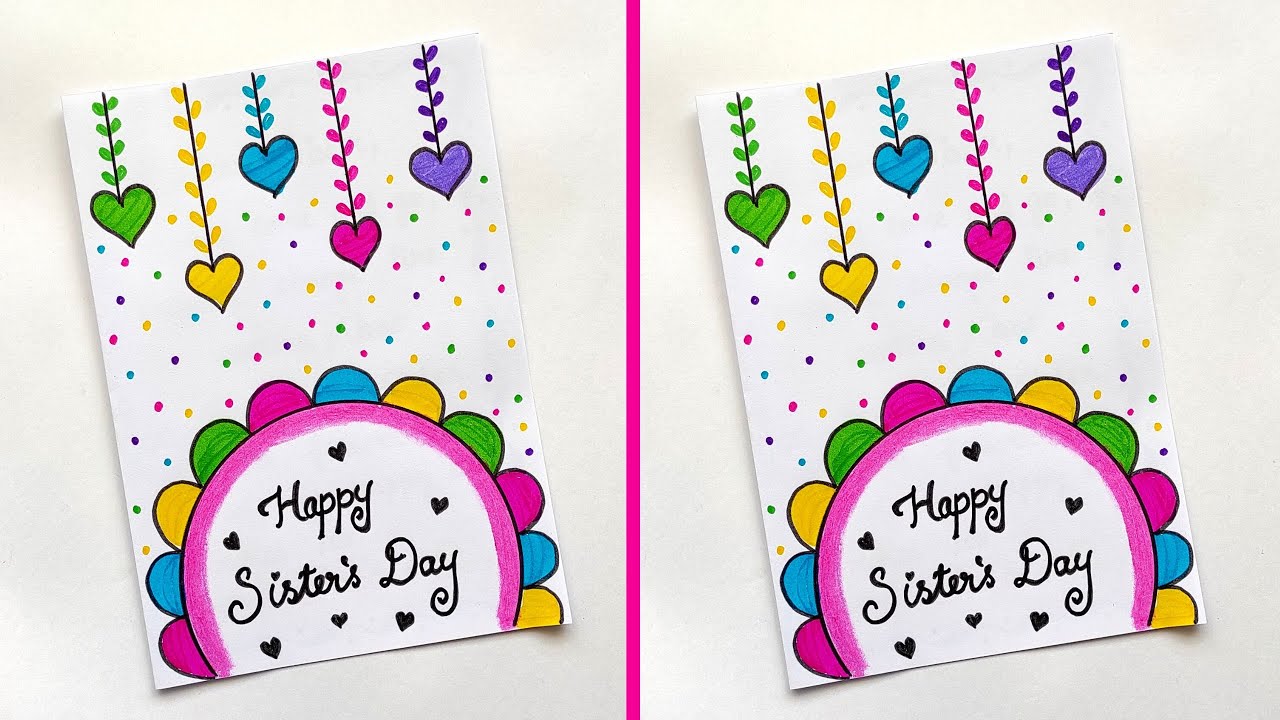 Sister's day card | White Paper Sister's Day Card | DIY Sister's day card | Handmade Card Ideas