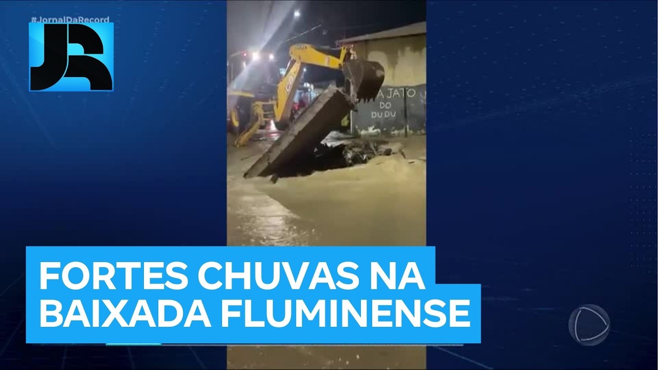 Temporal na Baixada Fluminense deixa carros submersos e interdita trecho da via Dutra