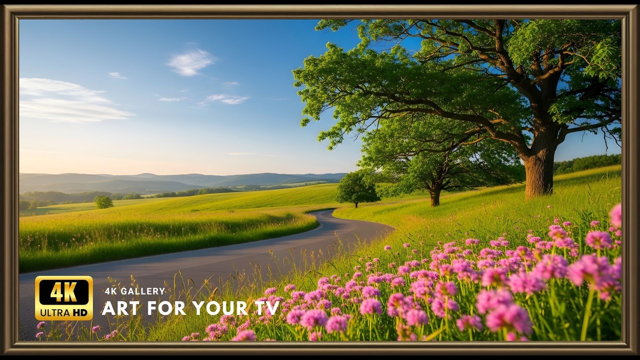 Spring Meadow Road 4K | Elegant Frame TV Wall Art