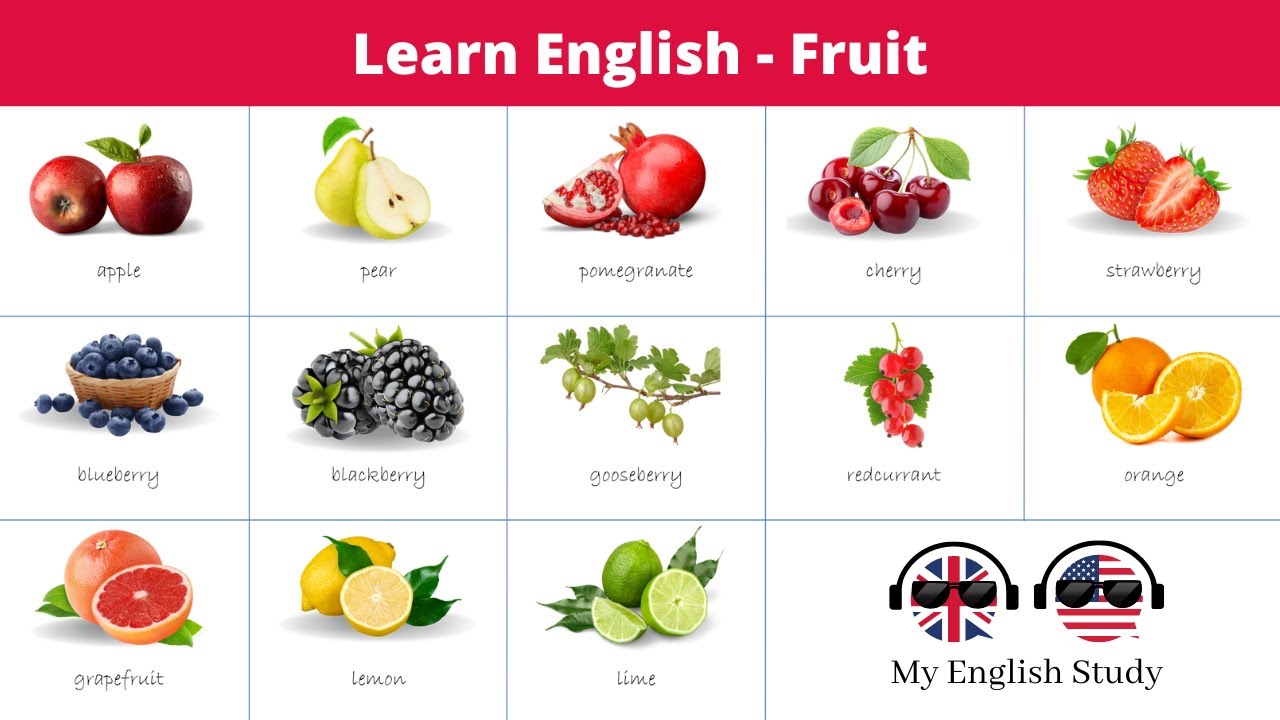Learn English Vocabulary Fast and Effective |  Lesson 4 - Fruit 🍓🍍🍒