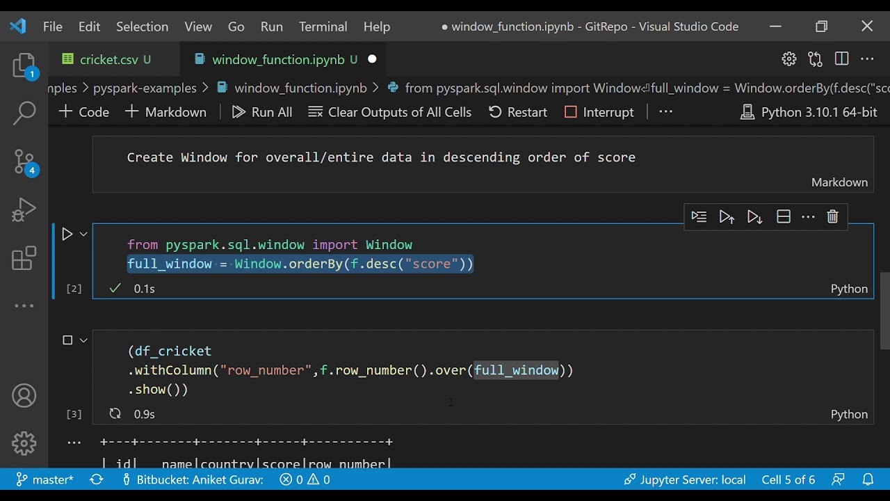 PySpark Examples - How to use window function row number, rank, dense rank over dataframe- Spark SQL