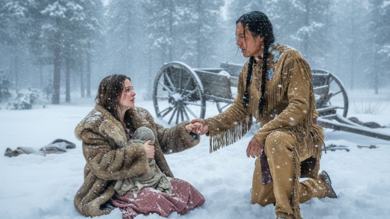 The Woman Chose To Go Back For The Baby - And When The Sioux Man Found Her In the Blizzard...