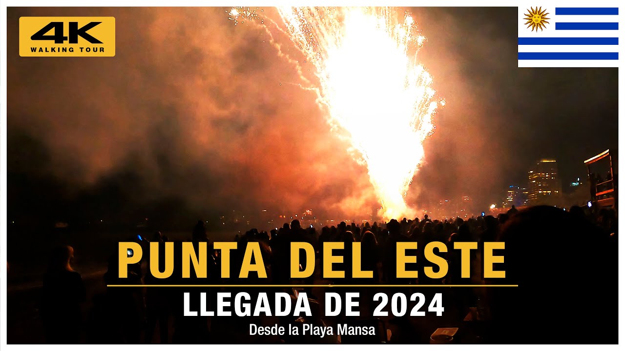🇺🇾 PUNTA DEL ESTE: Año Nuevo 2024 en la Rambla de Punta del Este #4K con Fuegos Artificiales!