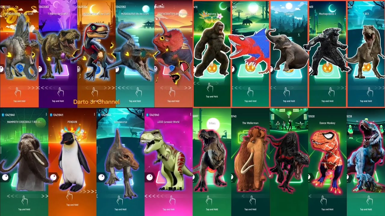 🦖 Velociraptor | Elephant | T-Rex | Albertosaurus – Coffin Dance Song COVER | Tiles Hop Gameplay