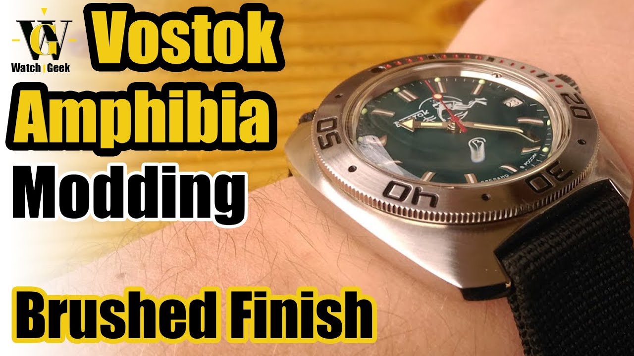 Vostok Amphibia brushed case and bezel mod - How To video