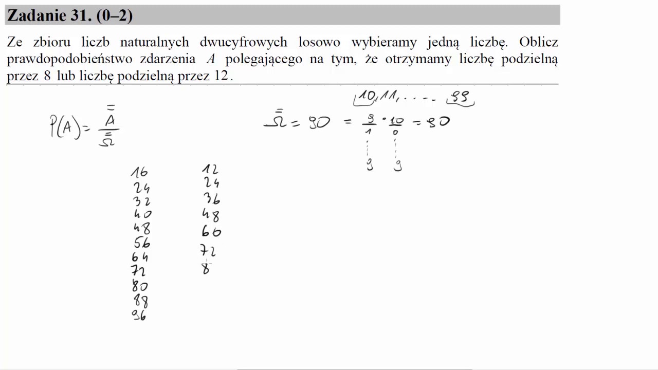 Ze zbioru liczb naturalnych dwucyfrowych losowo wybieramy jedną liczbę  Oblicz prawdopodobieństwo zd
