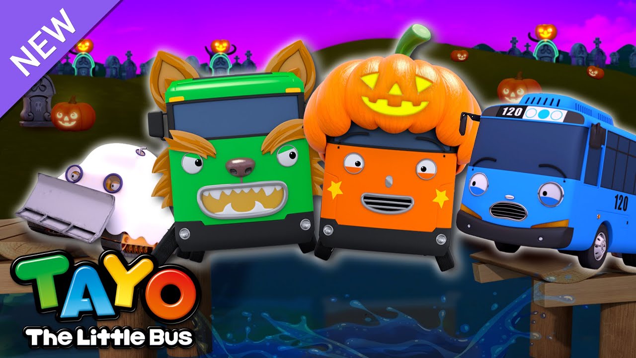 Halloween Ten in Bed🎃 | Halloween Songs for Kids | Learn Numbers with Vehicles | Tayo the Little Bus