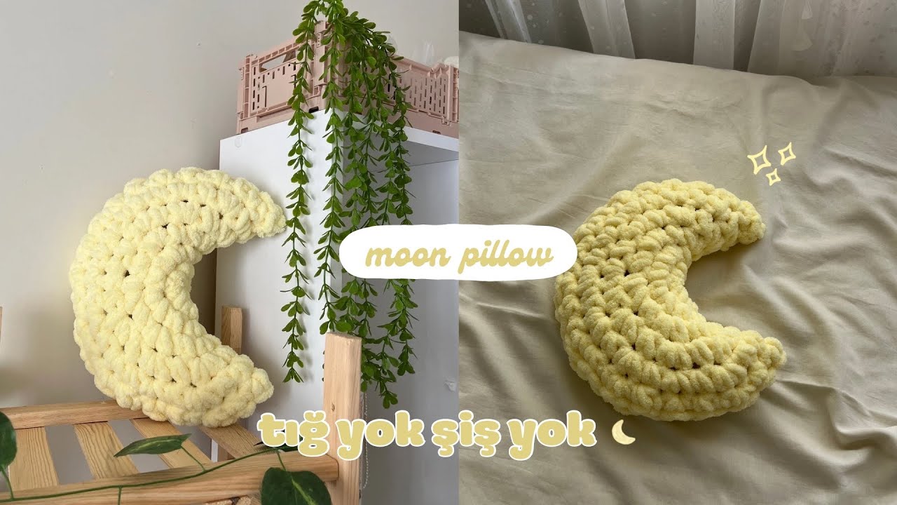 Tığsız şişsiz ay yastık örelim 🌙 moon pillow