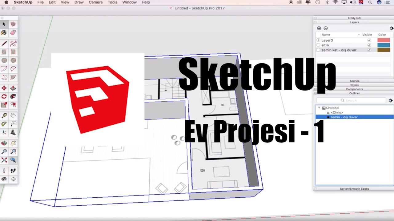 SketchUp Ev Projesi 1 - Duvarlar