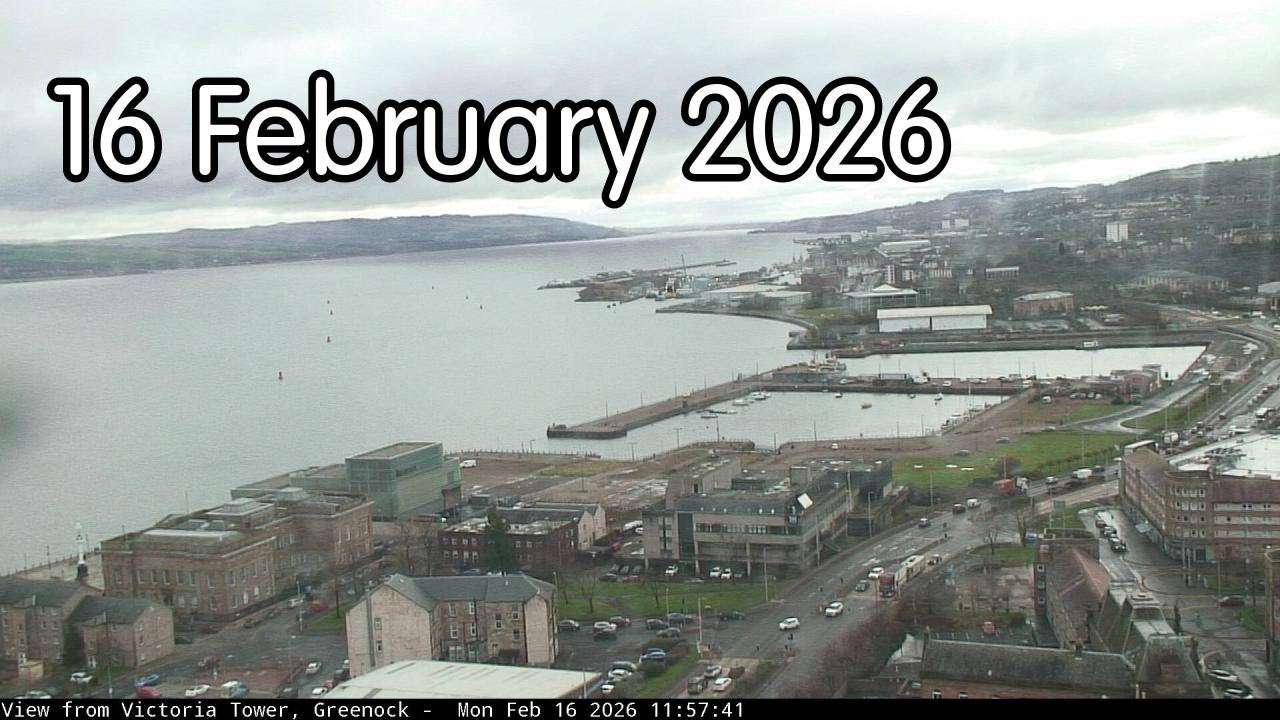 16 February 2026 - Greenock's Victoria Tower webcam