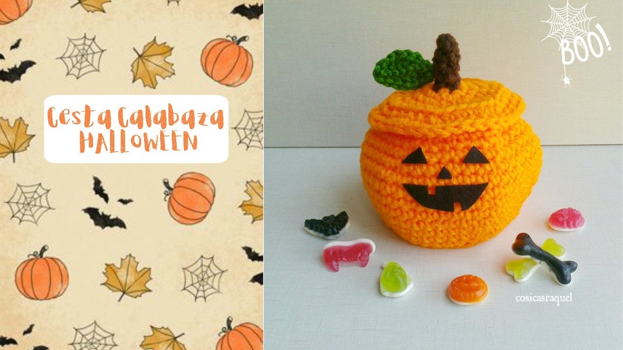 Cesta Calabaza de Crochet para Halloween