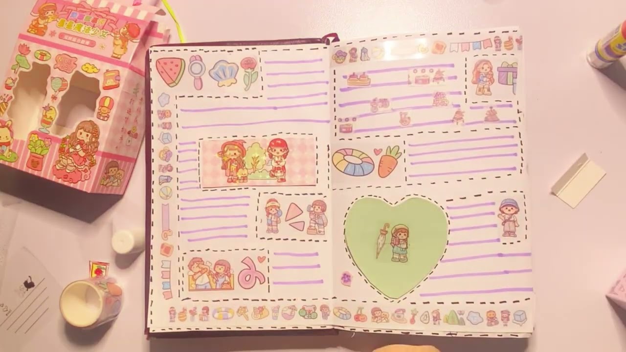 Asmr satisfying video Kawai Sticker washi tapes
