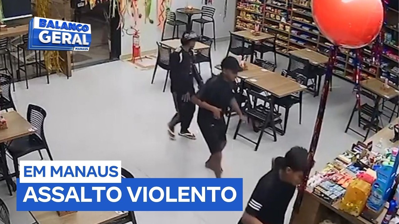 Homens armados com fuzis assaltam loja de conveniência em Manaus (AM)
