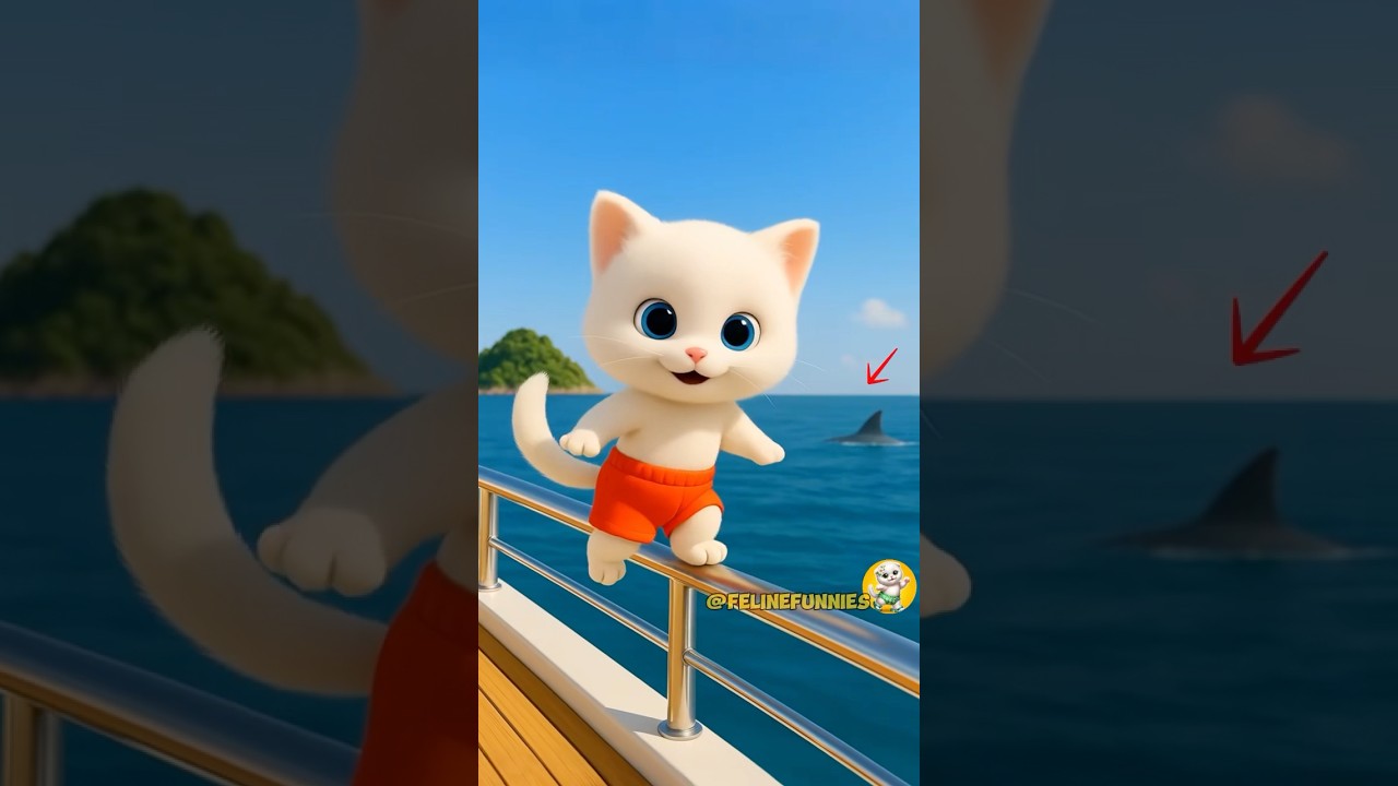 the cat family is good at swimming✌️😲