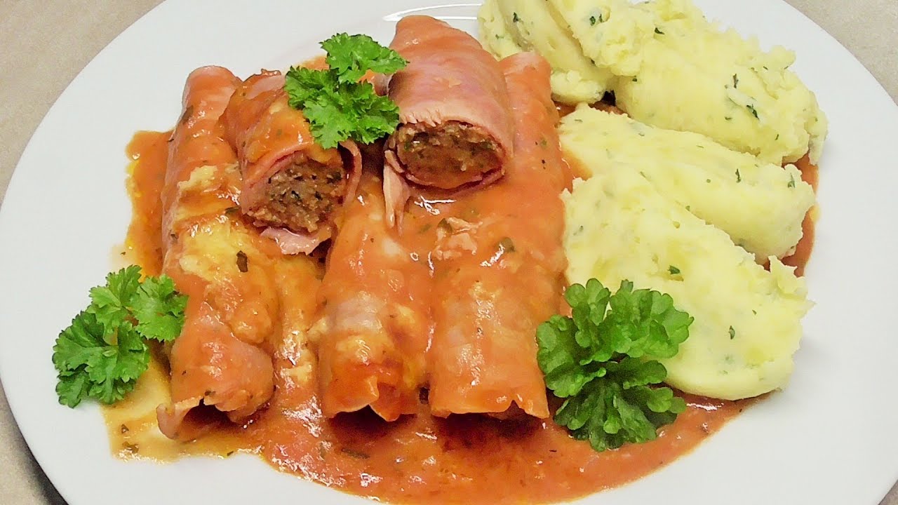 Roladki mielone w szynce i pyszne piree ziemniaczane /Kasia ze slaska gotuje