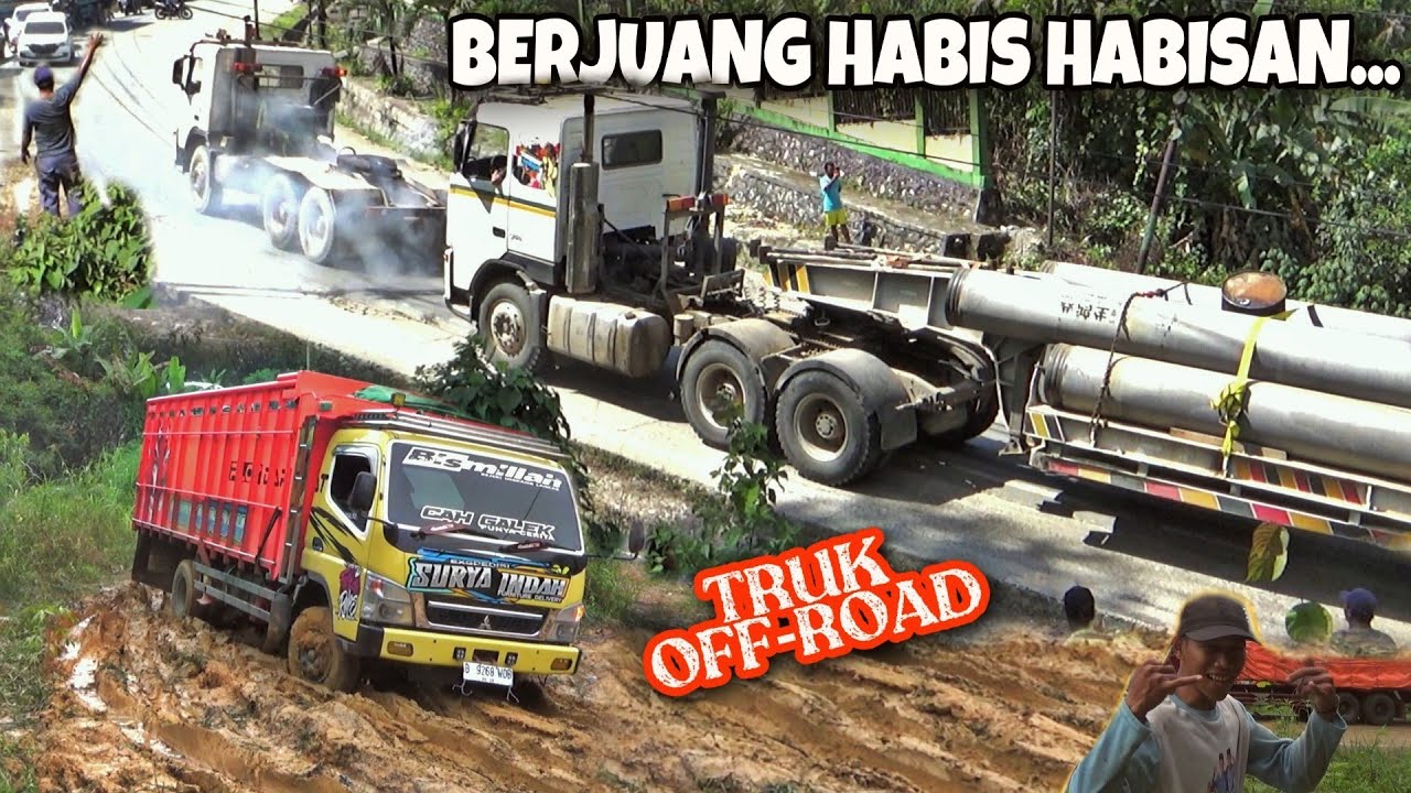 Evakuasi Truk Eropa yang terpuruk,Drama Tersulit Truk Terjebak, semua berjuang habis habisan