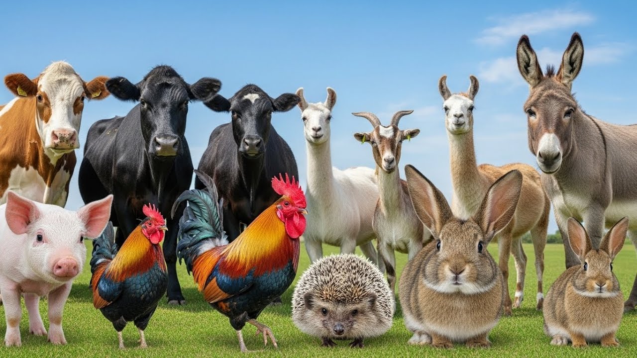 Animal Sounds Compilation: Cow, Sheep, Pig, Dog, Lion, Giraffe, Monkey