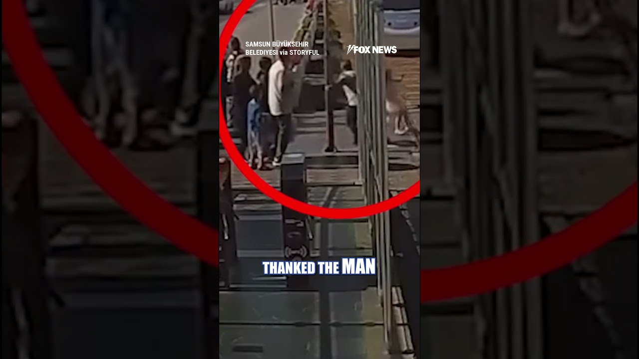 WATCH: Man SAVES child from running in front of ONCOMING train #shorts #world #news #viral