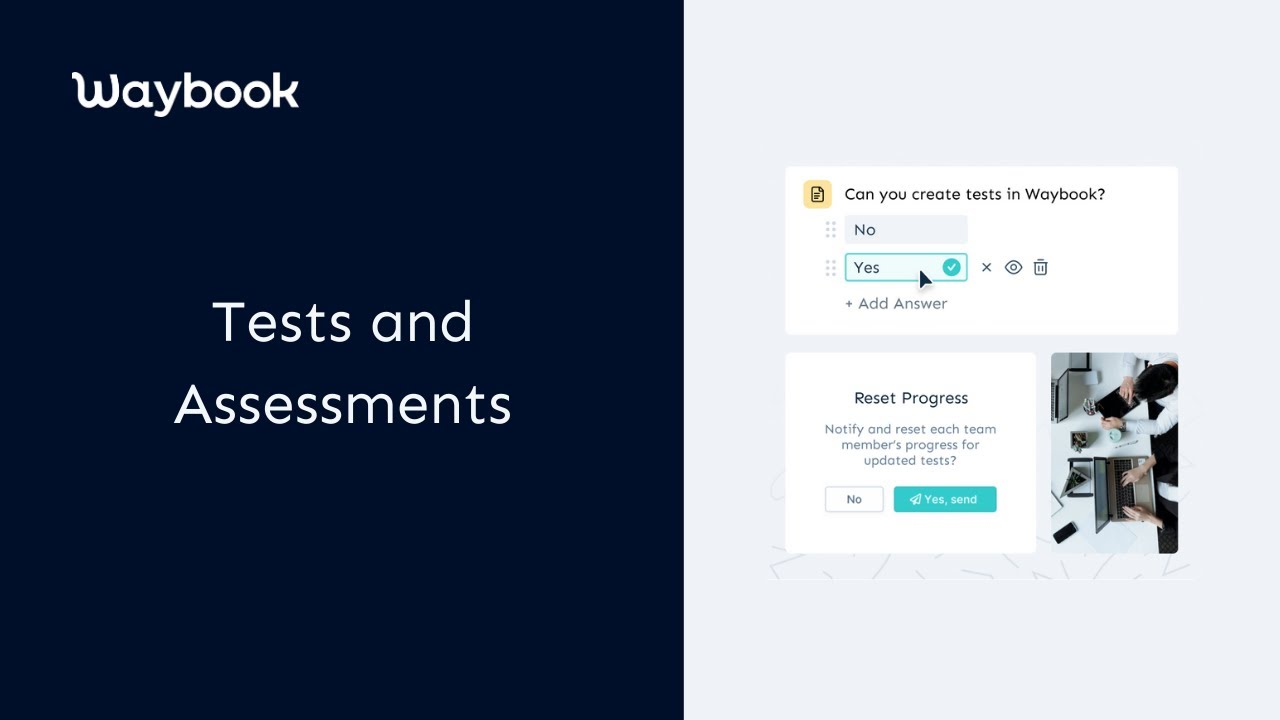 Using tests and assessments in Waybook