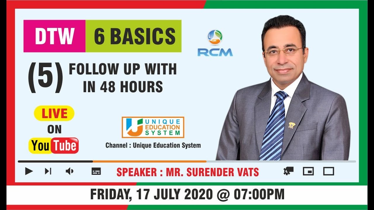 Surender Vats UES Live Webniar (Follow Up with in 48 Hours) #UES#RCM#MLM