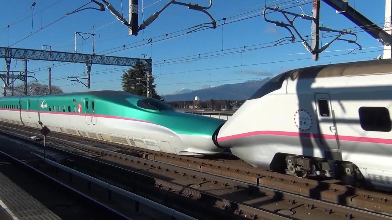 東北新幹線 JR那須塩原駅  新幹線通過など （2013年元旦）
