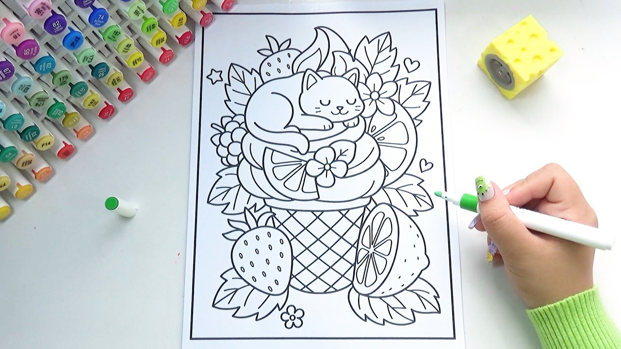 Coloring a Sweet Kitty Ice Cream Sundae 🍦🐱