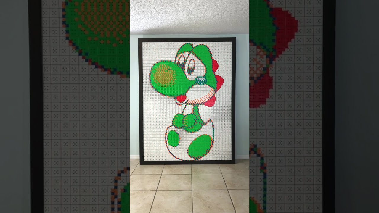 Yoshi entirely made out of 1,200 Rubik&rsquo;s Cubes