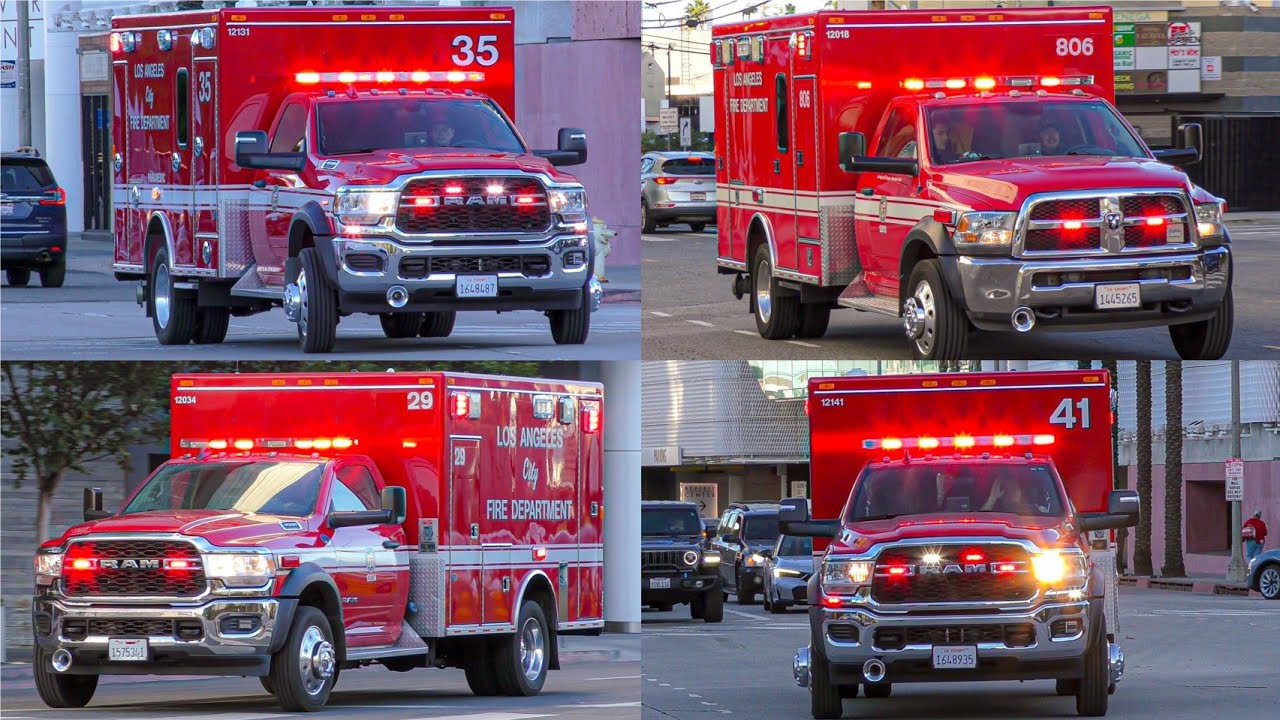 LAFD Rescue 35, Rescue 806 (reserve), Rescue 29 (reserve), & Rescue 41 Responding 