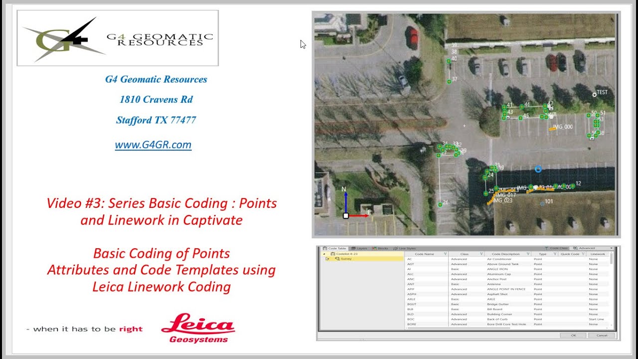 Basic Leica Coding: Video 3 ; Using Point coding Leica Linework-codes, attributes and Code Templates