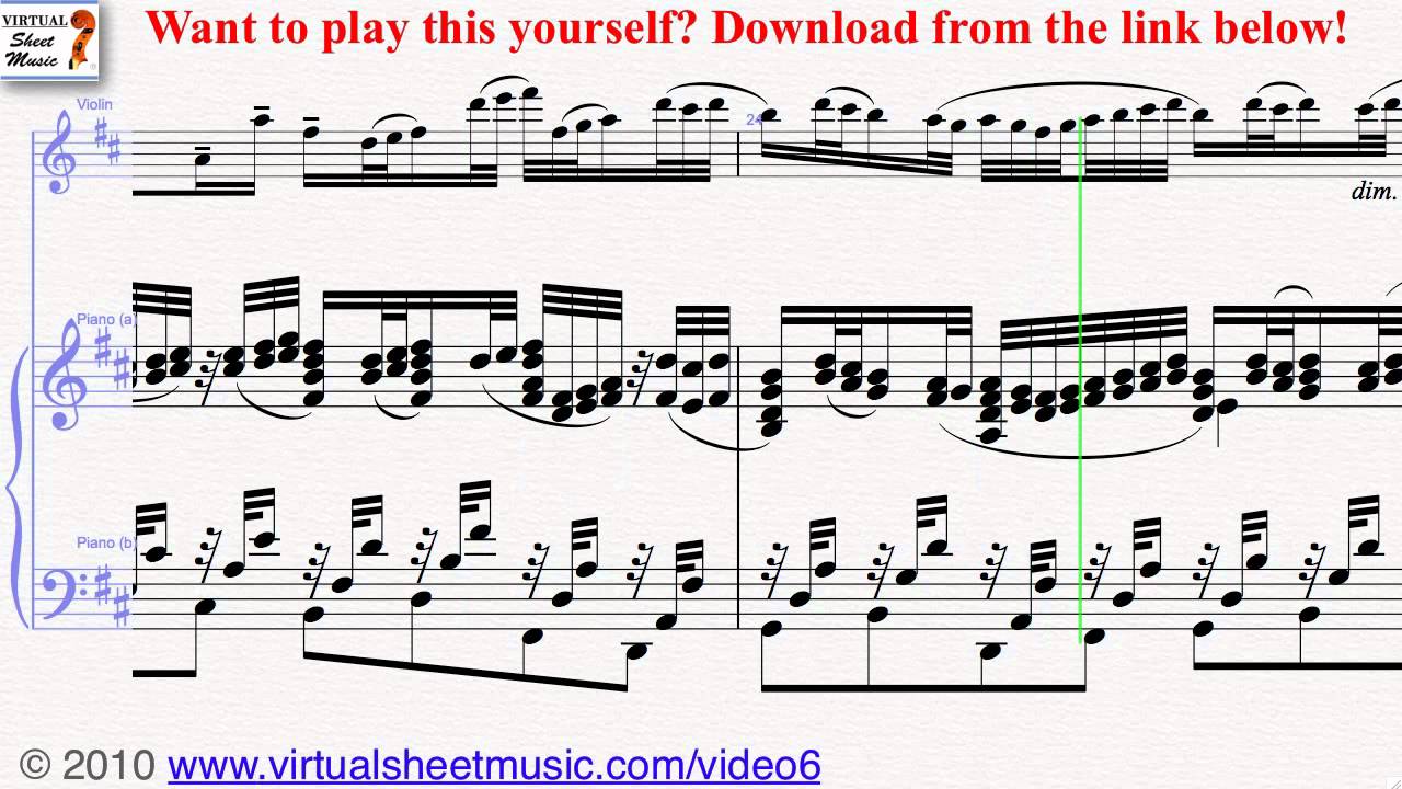 Canon in D for piano and violin sheet music by Pachelbel - Video Score