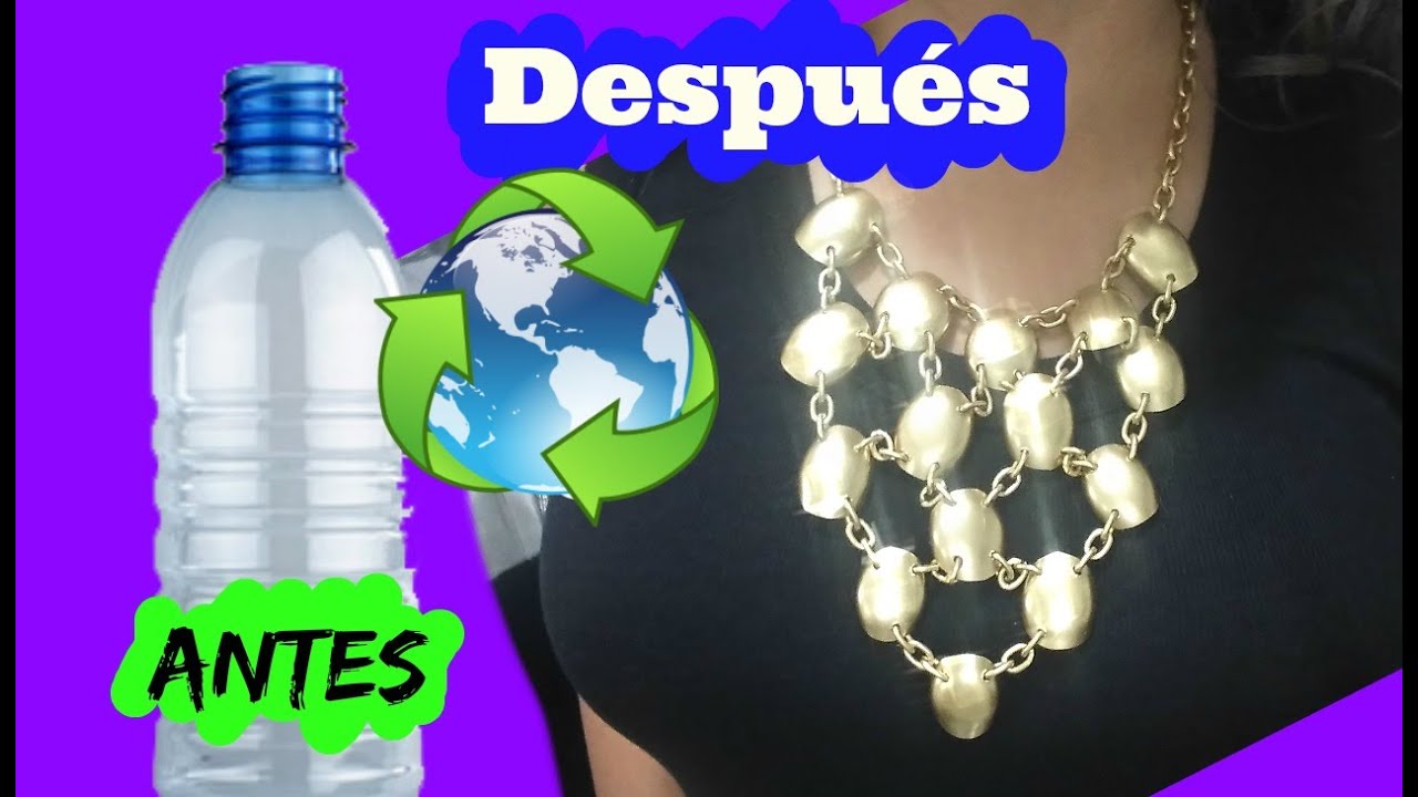 Collar hecho de una botella de plástico.