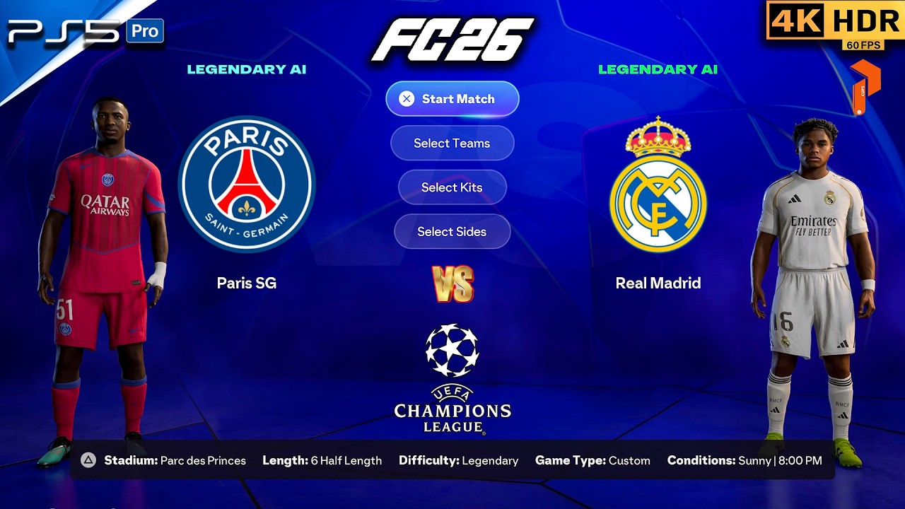 | FC 26 PS5 4K HDR UEFA Champions League Night! PSG vs Madrid  #fc26 #ps5 #football #4k #fyp #viral