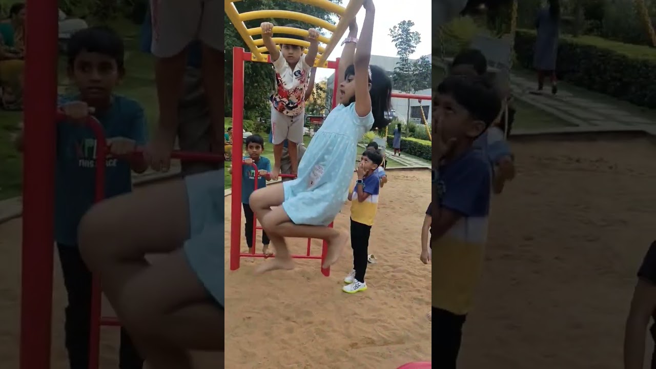 Monkey bar challenge 😀&hearts;️ playing in play area #fun#monkeybar#play#cute#shorts