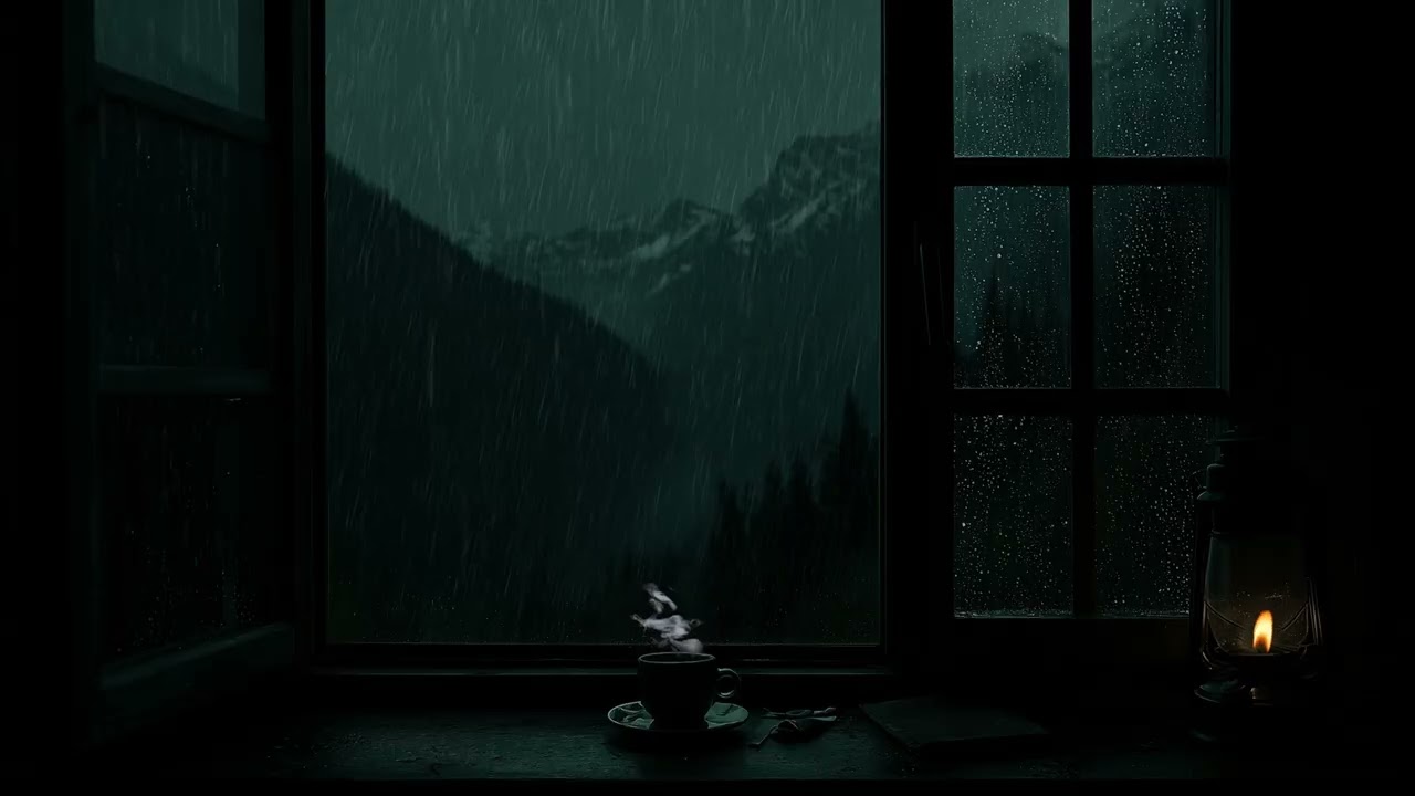 Cozy Rainy Night by the Window 🌧 Warm Lamp Ambience for Deep Sleep & Relaxation