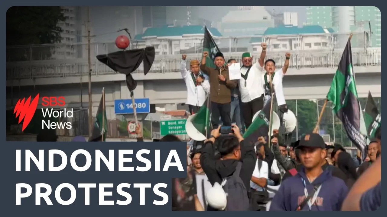Indonesian university students take to the streets over the cost of living