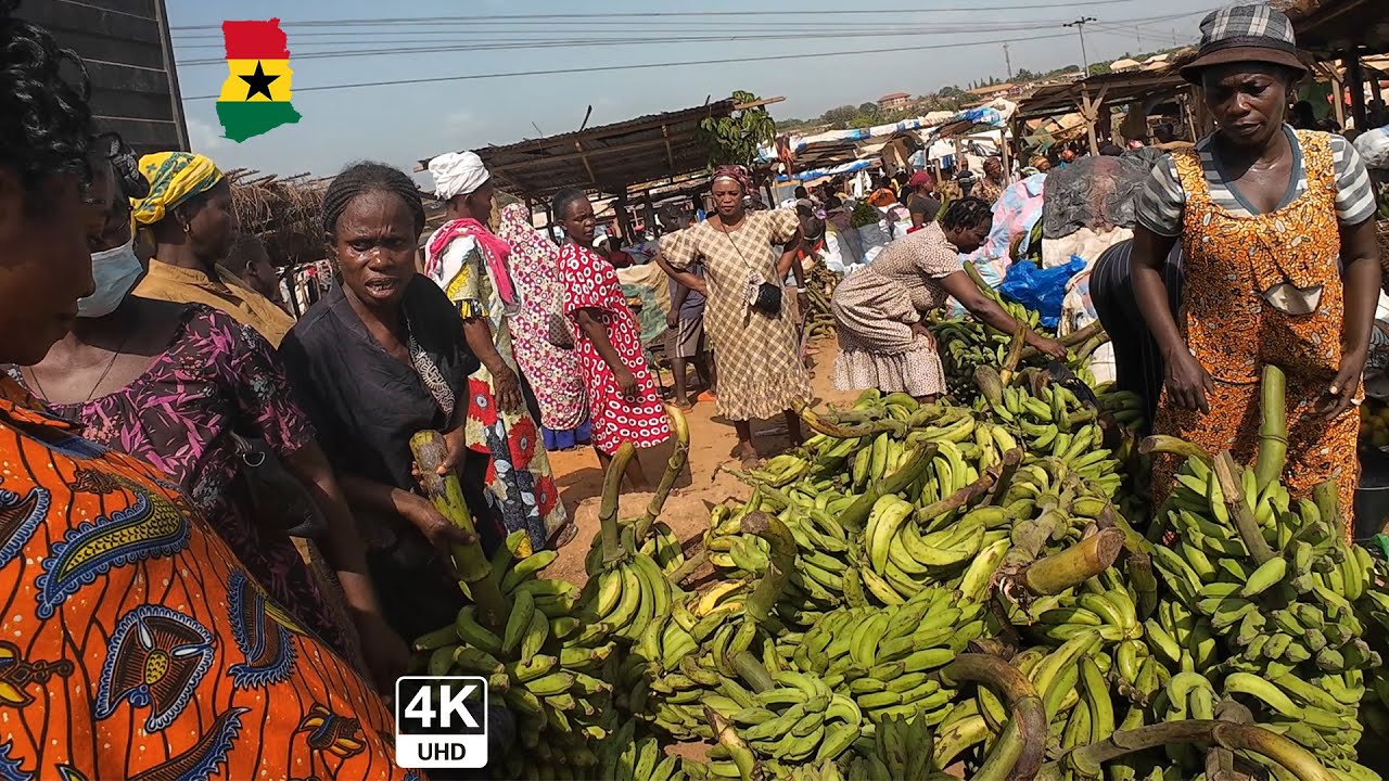 A Typical African Market day for Christmas in Sunyani Ghana 4K