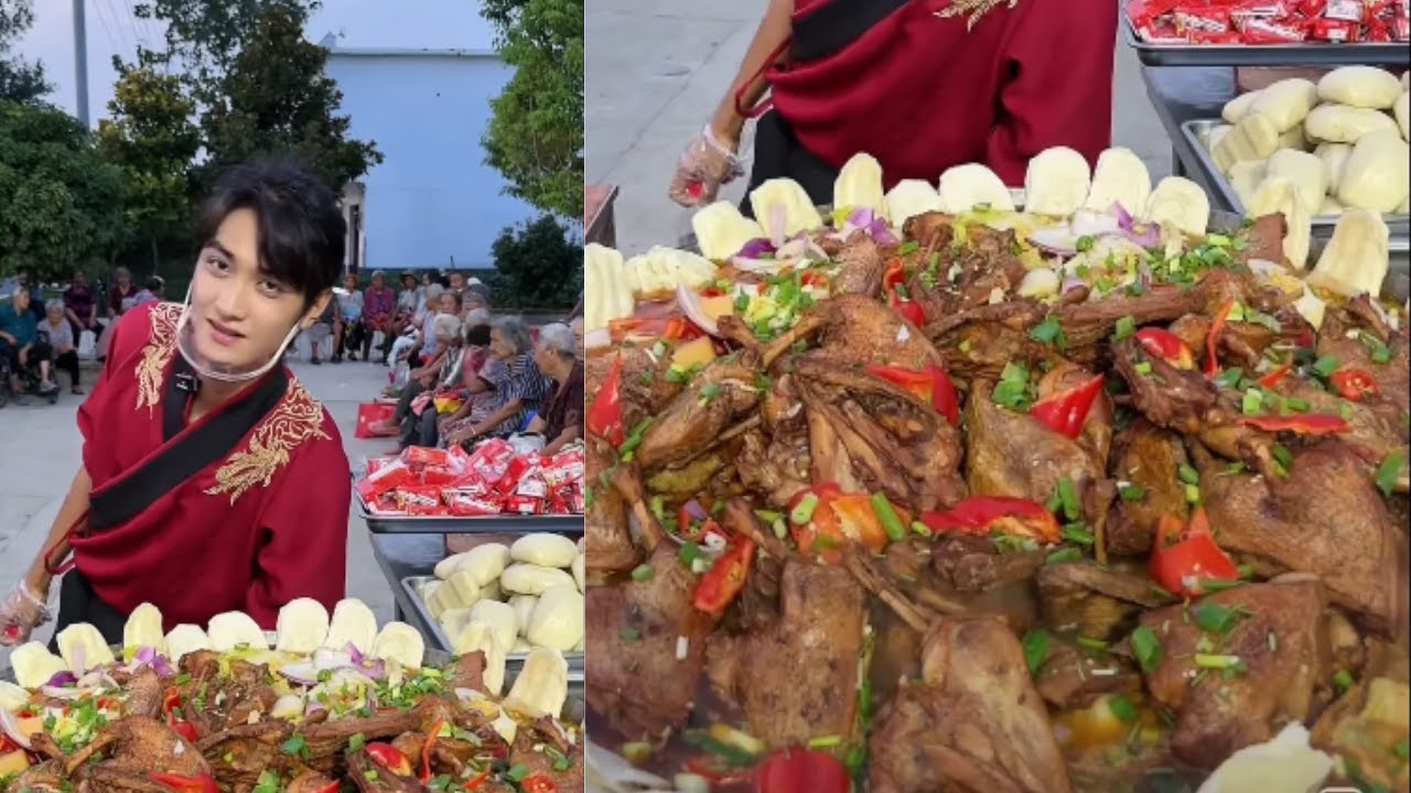 Handsome Chinese Man Cooks Rich Flavour Stew With Huge Duck Legs Eldery People In Village❤️