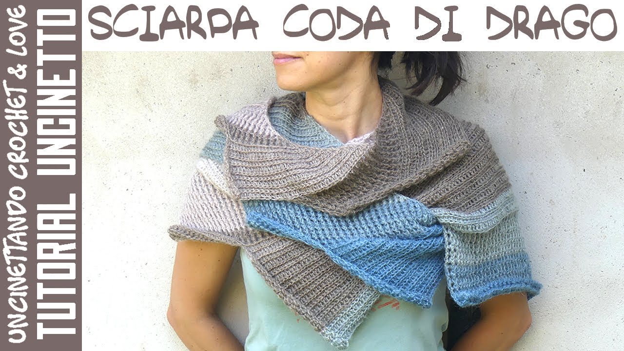 Tutorial Sciarpa Coda di Drago ad Uncinetto (sub. español y english)