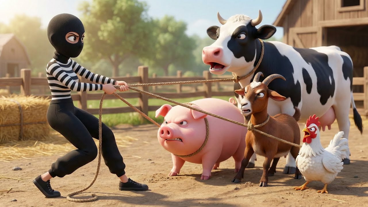 Thief in Old MacDonald’s Farm 😱 Steals All Animals! 🐔🐷🐐 Clever Cat Saves the Day 🐱✨