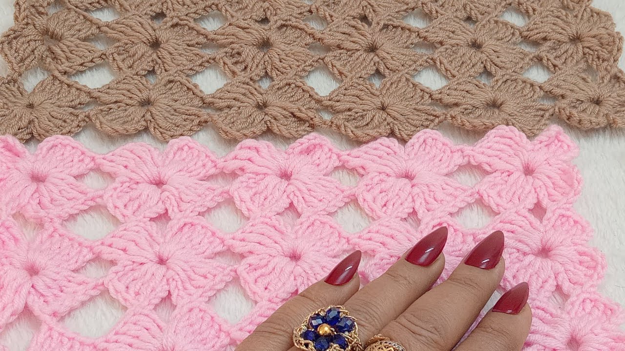 غرزه مميزه لعمل مفرش أو بلوزه أو أحد المشاريع #crochet #زهره #كروشيه للمبتدئين