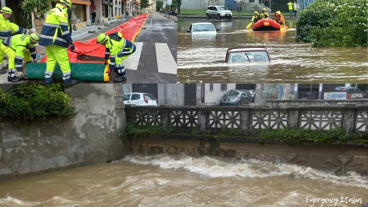 Alluvione a Monza, esonda il Fiume Lambro